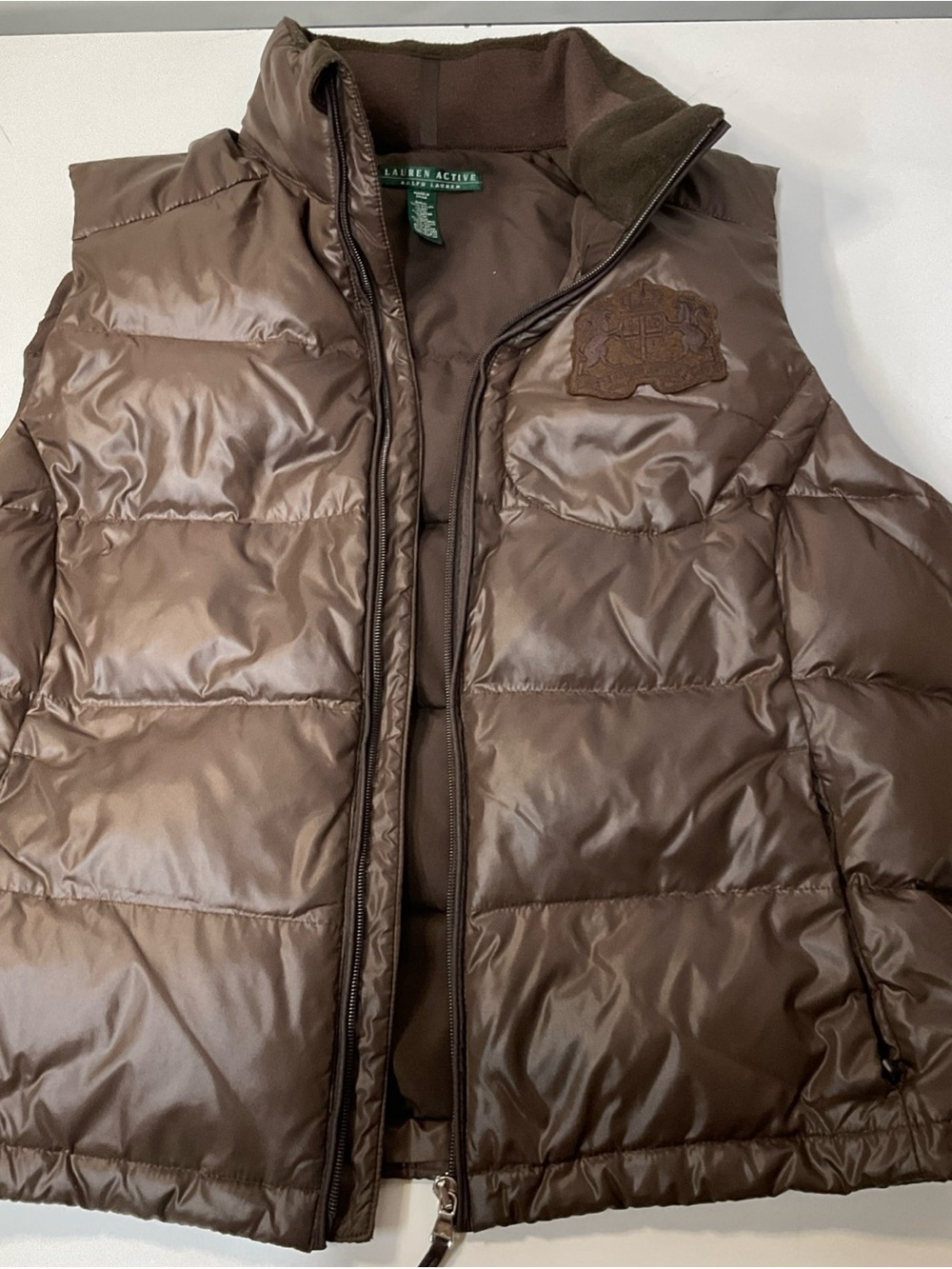Ralph Lauren Brown Quilted Down-Style Puffer Vest